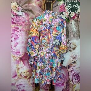 Chic Multicolor Paisley Long Sleeve Dress